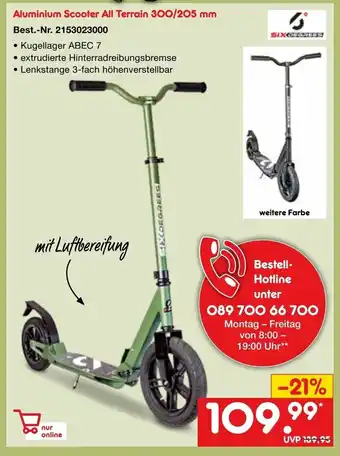 Netto Marken-Discount Aluminium Scooter All Terrain 300/205 mm Angebot