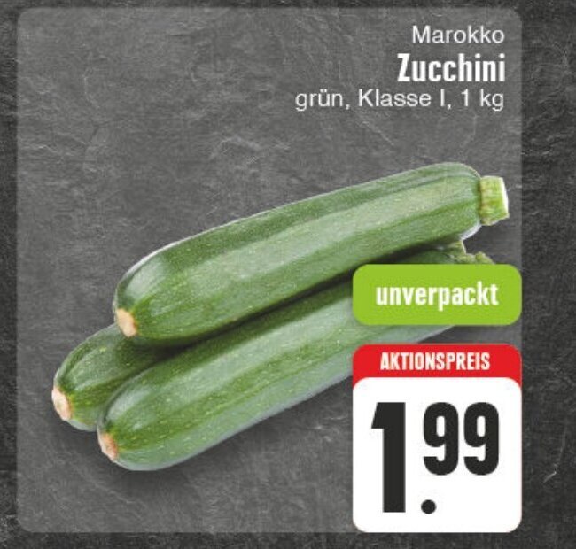 Edeka Wegner Marokko Zucchini grün, Klasse I, 1 kg Angebot