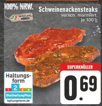 Edeka Wegner Schweinenackensteaks versch. mariniert, je 100 g Angebot