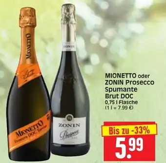 Edeka Herkules Mionetto oder Zonin Prosecco Spumante Brut DOC 0,75L Angebot