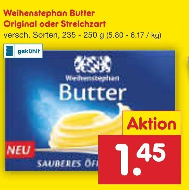 Netto Marken-Discount Weihenstephan Butter Original oder Streichzart 235-250 g Angebot