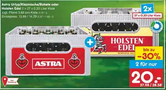 Netto Marken-Discount Astra Urtyp/Kiezmische/Rakete oder Holsten Edel 2 x 27 x 0,33 Liter Angebot