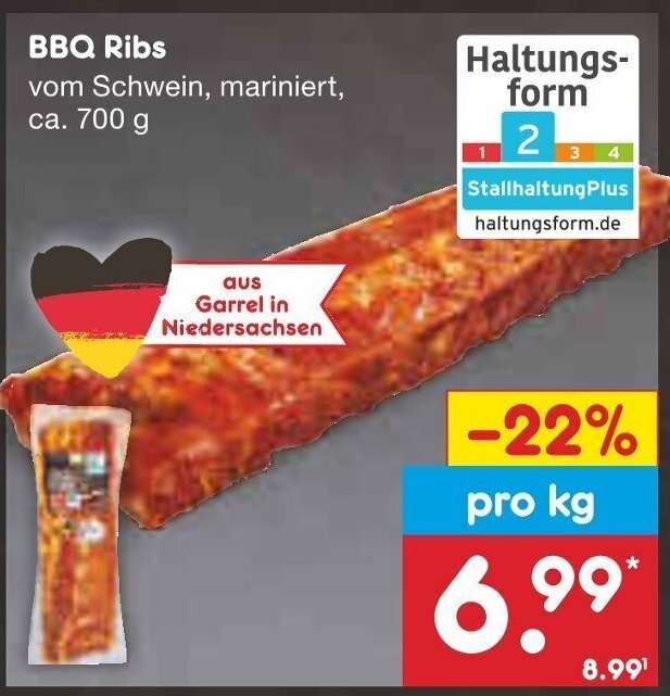 Netto Marken-Discount BBQ Ribs 1 kg Angebot