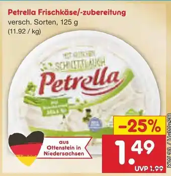 Netto Marken-Discount Petrella Frischkäse/-zubereitung versch. Sorten, 125 g Angebot