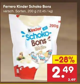 Netto Marken-Discount Ferrero Kinder Schoko Bons versch. Sorten, 200 g Angebot