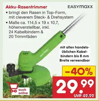 Netto Marken-Discount Easymaxx Akku-Rasentrimmer Angebot