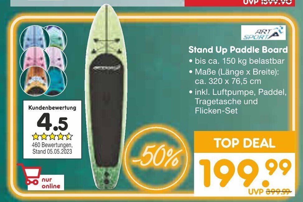 ART SPORT Stand Up Paddle Board Angebot bei Netto MarkenDiscount
