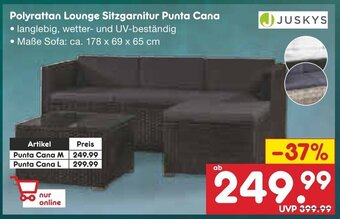 Netto Marken-Discount JUSKYS Polyrattan Lounge Sitzgarnitur Punta Cana Angebot