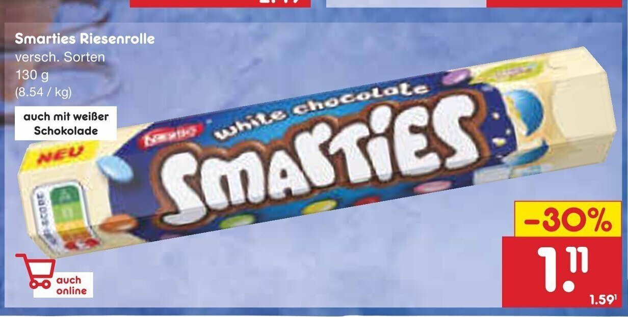 Netto Marken-Discount Nestle Smarties Riesenrolle versch. Sorten 130 g Angebot
