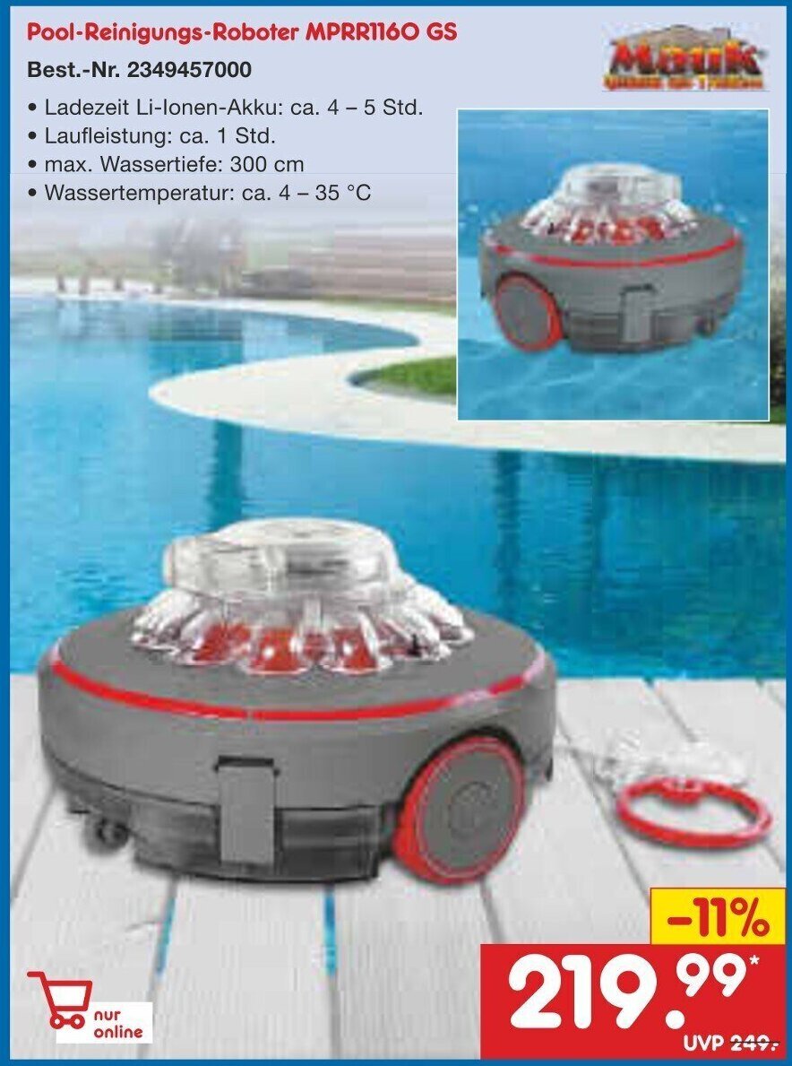 Netto Marken-Discount Mauk Pool-Reinigungs-Roboter MPRR1160 GS Angebot