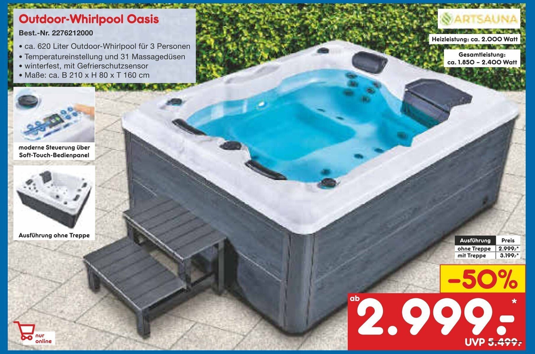 Netto Marken-Discount ARTSAUNA Outdoor-Whirlpool Oasis Angebot