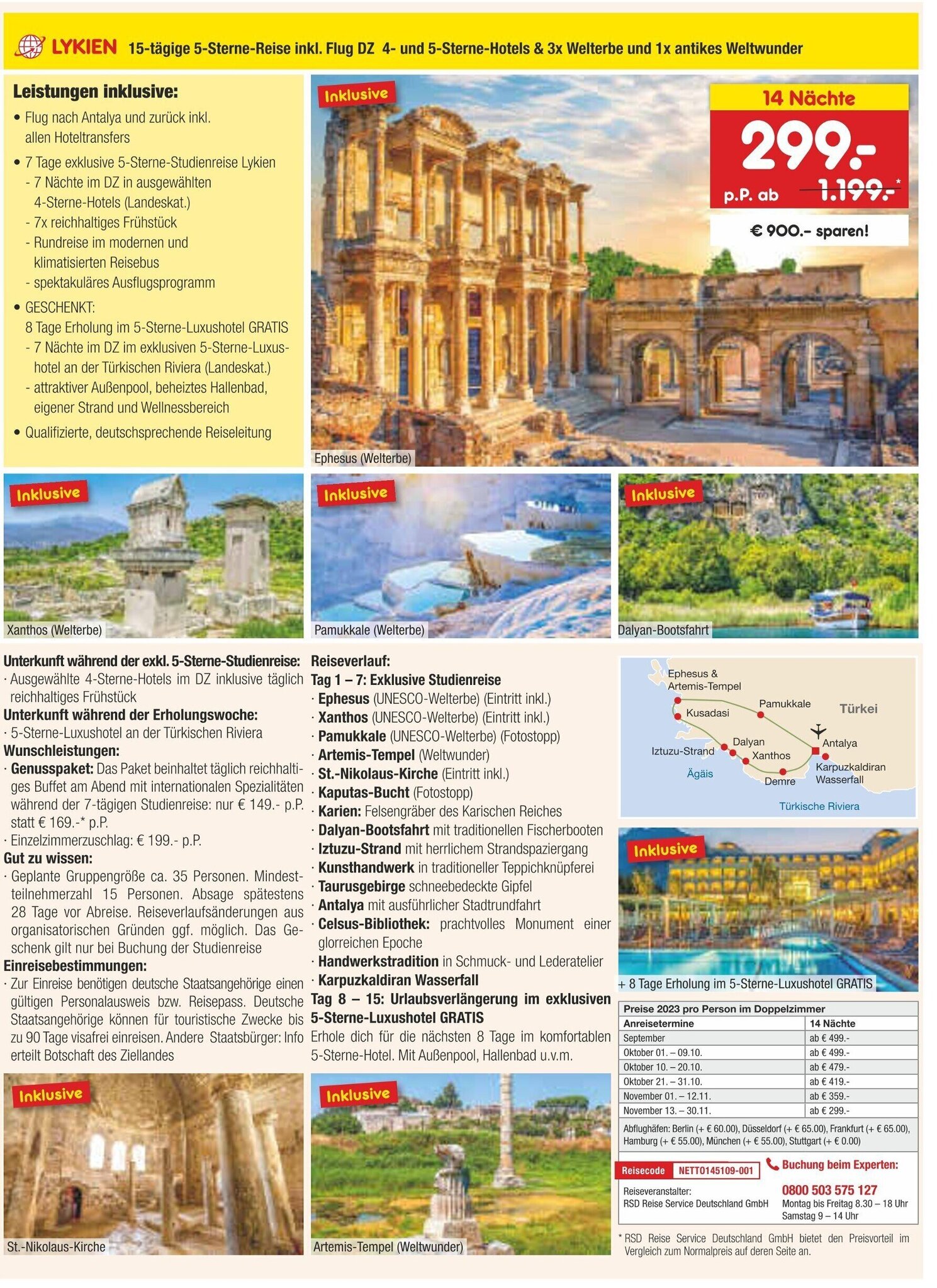 Netto Marken-Discount LYKIEN 15-tägige 5-Sterne-Reise inkl. Flug DZ 4- und 5-Sterne-Hotels & 3x Welterbe und 1x antikes Weltwunder Angebot