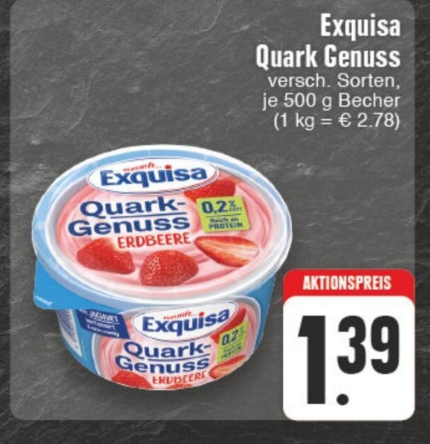 Edeka Wegner Exquisa Quark Genuss 500g Angebot