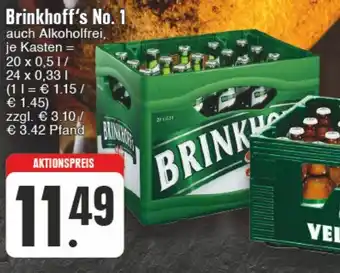 Edeka Wegner Brinkhoff's No. 1 auch Alkoholfrei, 20*500/24*330ml Angebot