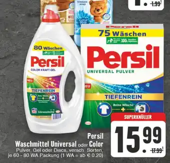 Edeka Wegner Persil Waschmittel Universal oder Color Pulver, Gel oder Discs, versch. Sorten, je 60-80 WA Angebot