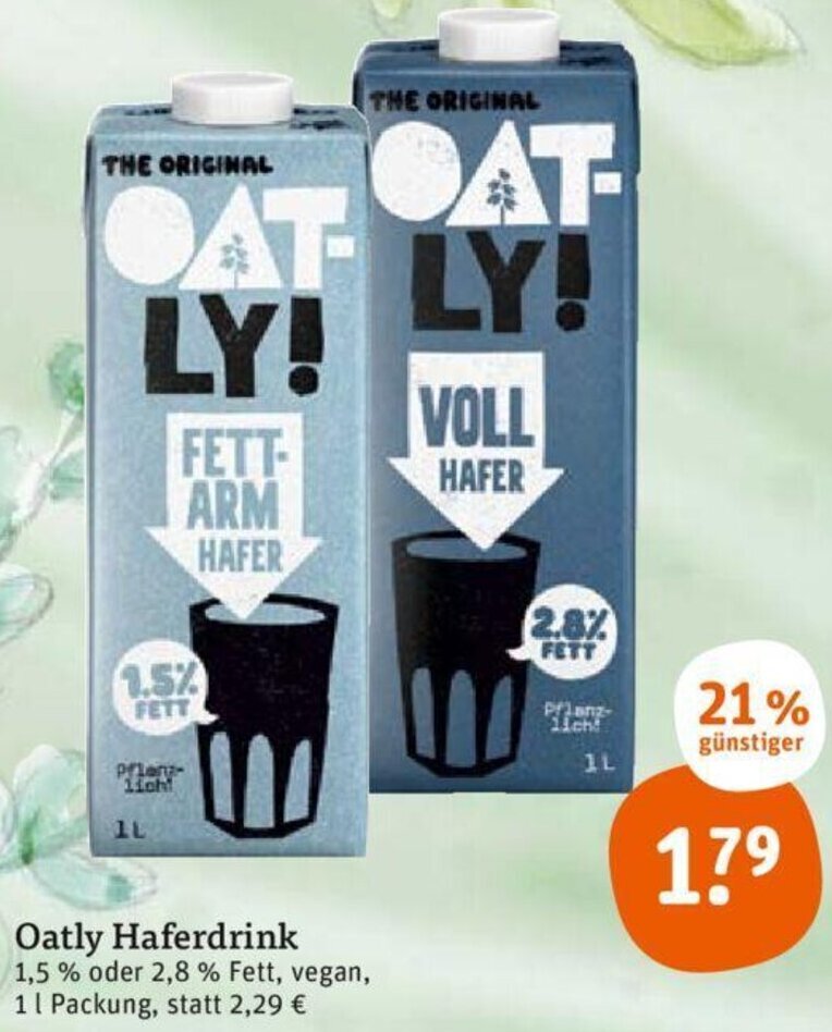 tegut Oatly Haferdrink 1 L Packung Angebot