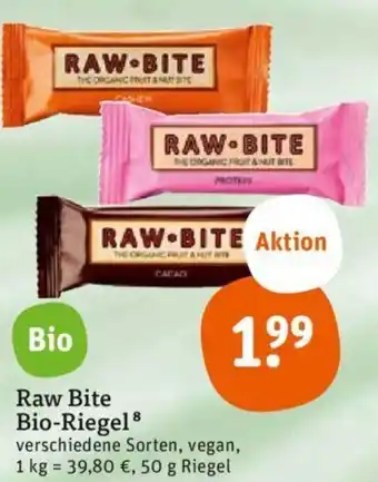 tegut Raw Bite Bio-Riegel 50 g Angebot