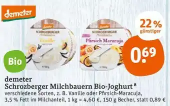 tegut demeter Schrozberger Milchbauern Bio-Joghurt 150 g Becher Angebot