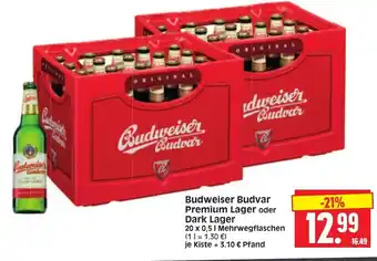 Edeka Herkules Budweiser Budvar Premium Lager oder Dark Lager 20x0,5L Angebot