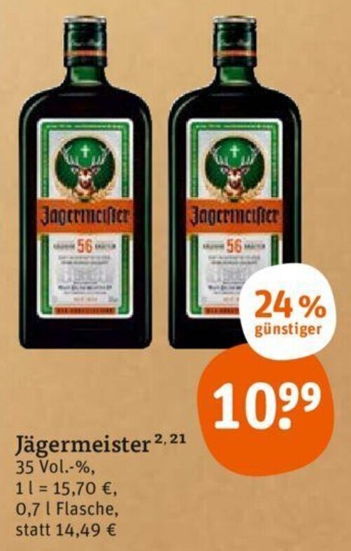 tegut Jägermeister 0,7 l Flasche Angebot