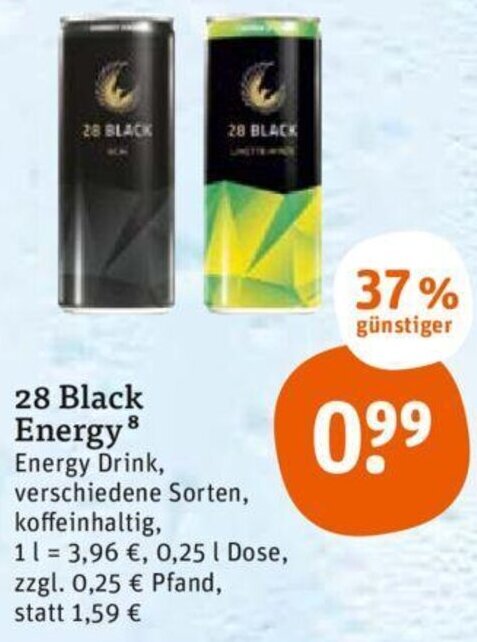tegut 28 Black Energy 0,25 L Dose Angebot