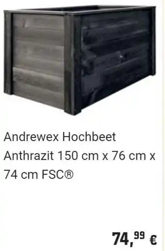 OBI Andrewex Hochbeet Anthrazit 150 cm x 76 cm x 74 cm FSC® Angebot