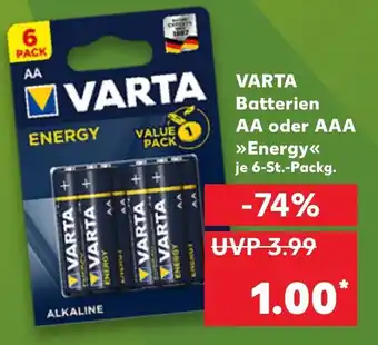 Kaufland Varta Batterien AA oder AAA Energy Angebot