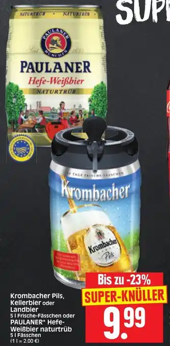 Edeka Herkules Krombacher Pils, Kellerbier oder Landbier oder Paulaner Hefe Weißbier naturtrüb Angebot