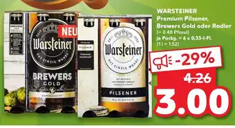 Kaufland Warsteiner Premium Pilsener, Brewers Gold oder Radler 6x0,33L Angebot