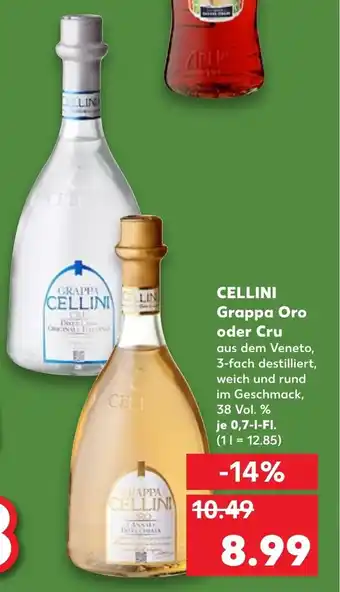 Kaufland Cellini Grappa Oro oder Cru 0,7L Angebot