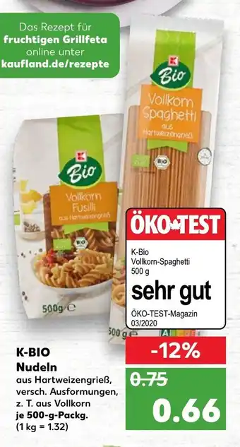 Kaufland K-Bio Nudeln 500g Angebot