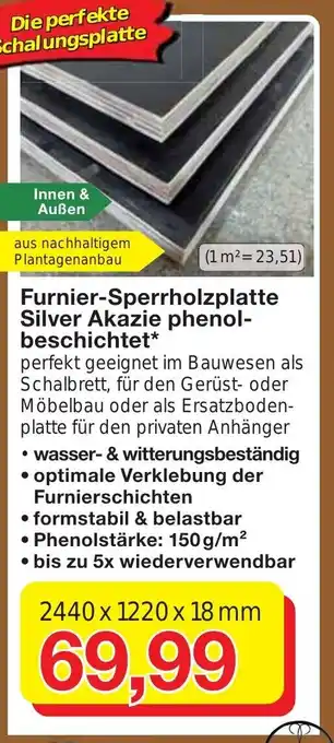 Jawoll Furnier-Sperrholzplatte Silver Akazie phenolbeschichtet Angebot