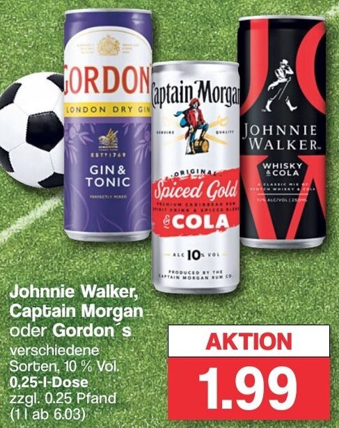 Famila Nord West Johnnie Walker, Captain Morgan oder Gordon's 0,25 L Dose Angebot
