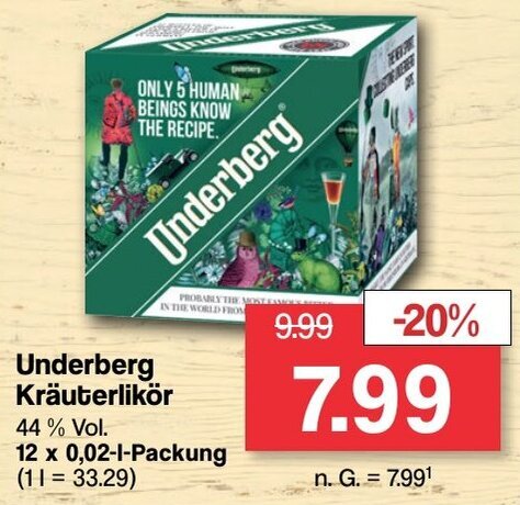 Famila Nord West Underberg Kräuterlikör 12 x 0,02-L-Packung Angebot