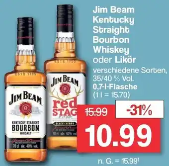 Famila Nord West Jim Beam Kentucky Straight Bourbon Whiskey oder Likör 0,7-L-Flasche Angebot