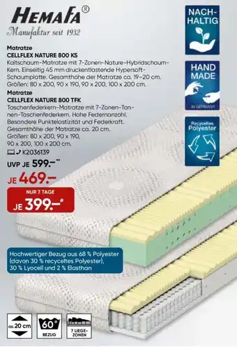 Galeria HEMAFAⓇ Matratze CELLFLEX NATURE 800 KS Angebot