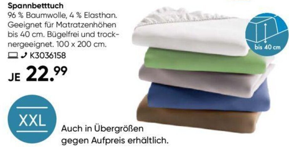 Galeria GALERIA essentials Spannbetttuch Angebot