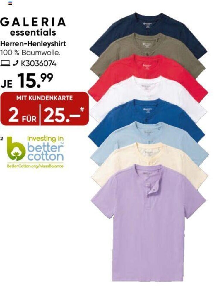 Galeria GALERIA essentials Herren-Henleyshirt Angebot