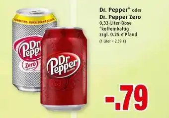 Markant Dr. Pepper oder Dr. Pepper Zero Angebot