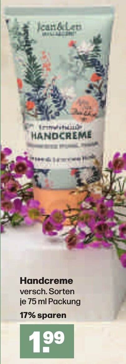 Handelshof Jean & Len Handcreme 75 ml Packung Angebot