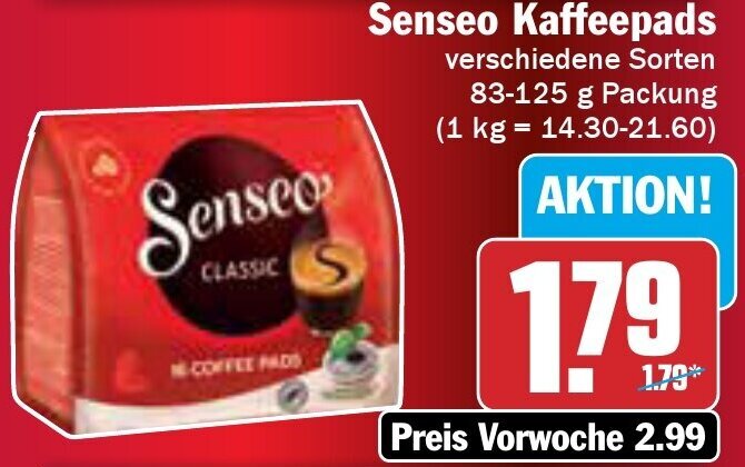 AEZ Senseo Kaffeepads 83-125 g Packung Angebot