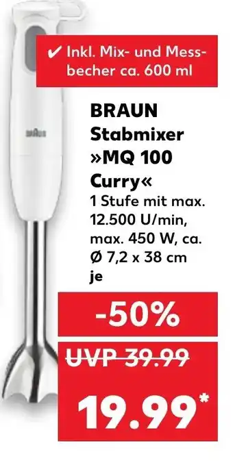 Kaufland Braun Stabmixer MQ100 Curry Angebot