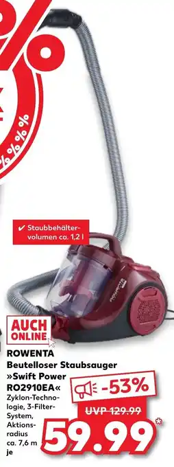 Kaufland Rowenta Beutelloser Staubsauger Swift Power RO2910EA Angebot