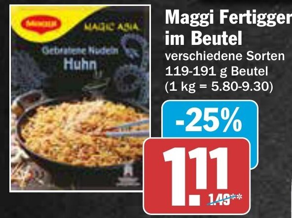 AEZ Maggi Fertiggerichte im Beutel 119-191 g Beutel Angebot