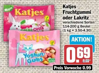 AEZ Katjes Fruchtgummi oder Lakritz 114-200 g Beutel Angebot