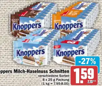 AEZ Knoppers Milch-Haselnuss Schnitten 8x25 g Packung Angebot