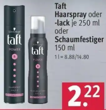 Rossmann Taft Haarspray oder lack 250 ml oder Schaumfestiger 150 ml Angebot