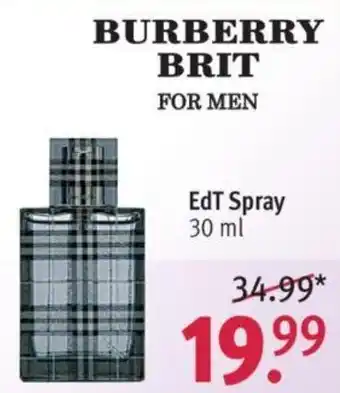 Rossmann BURBERRY BRIT FOR MEN EdT Spray 30 ml Angebot