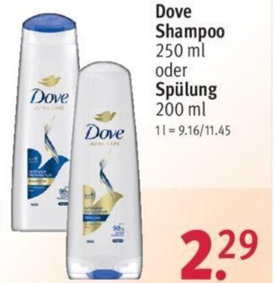 Rossmann Dove Shampoo 250 ml oder Spülung 200 ml Angebot