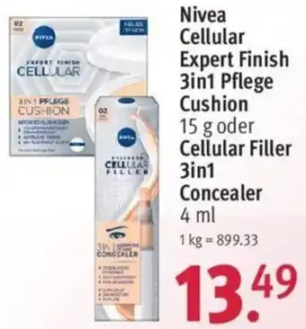 Rossmann Nivea Cellular Expert Finish 3in1 Pflege Cushion 15 g oder Cellular Filler 3in1 Concealer 4 ml Angebot